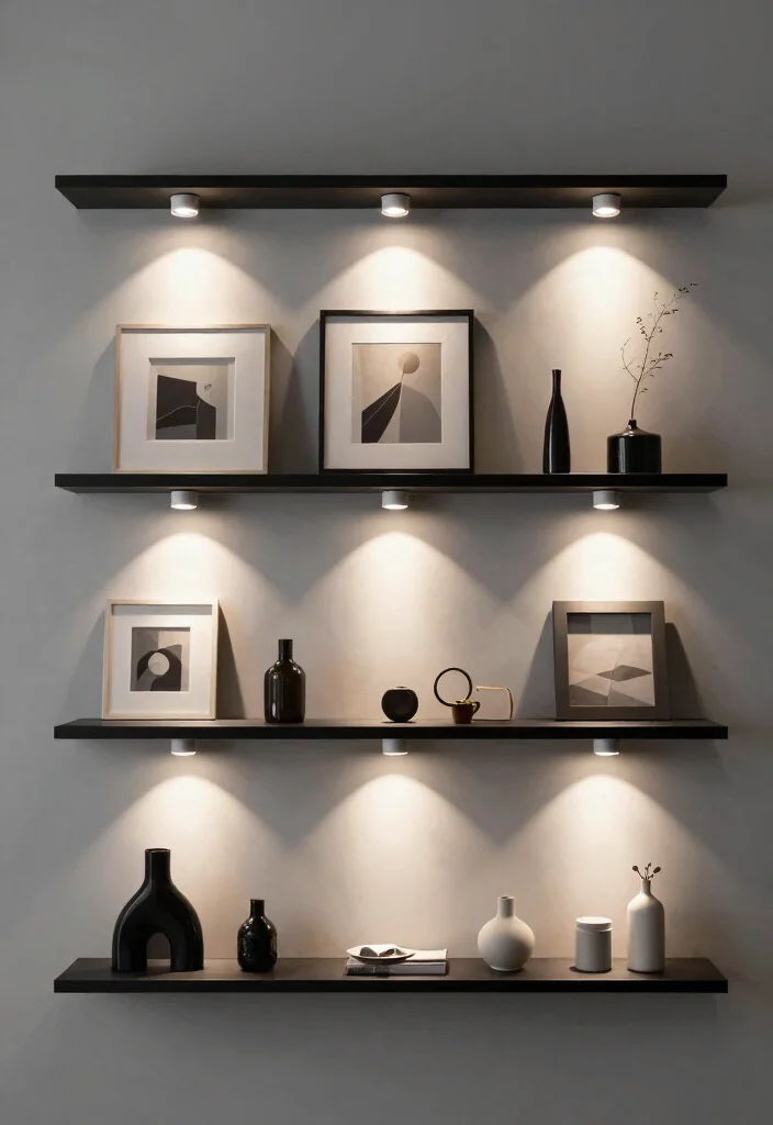 12 Under Shelf Lighting Ideas That Install Without Drilling - 11. Mini Spotlights for Accent Lighting 1