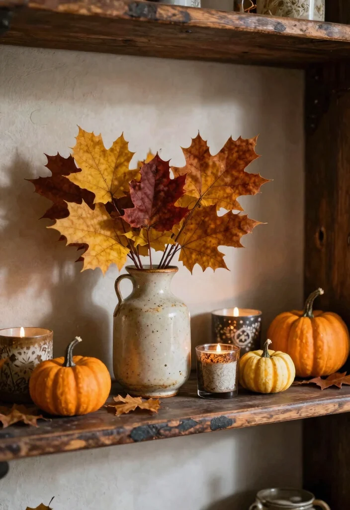12 Vintage Shelf Decor Ideas That Don't Collect Dust - 10. Seasonal Vintage Decor 1