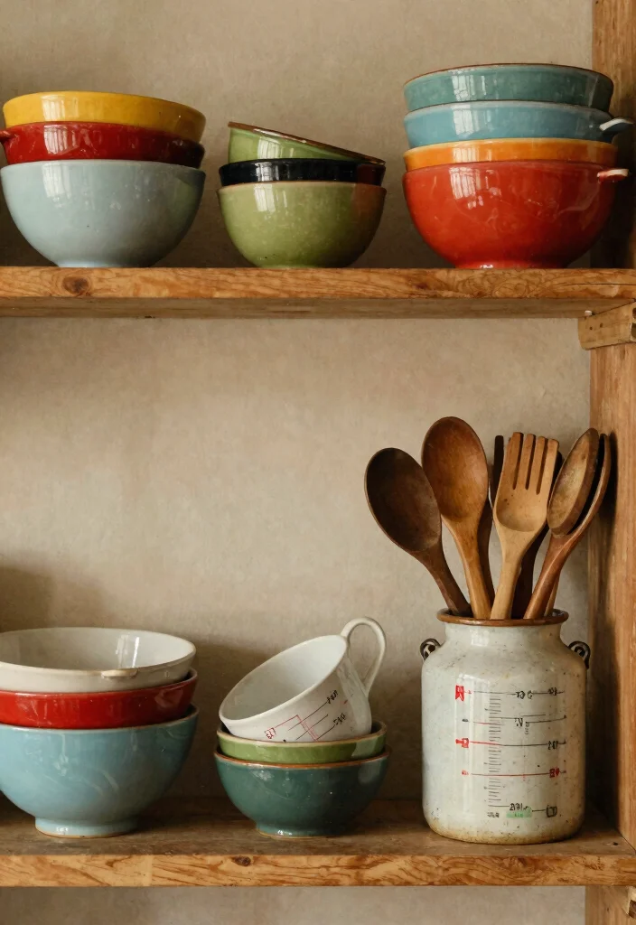 12 Vintage Shelf Decor Ideas That Don't Collect Dust - 11. Antique Kitchenware Display 1