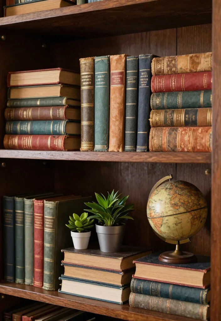 12 Vintage Shelf Decor Ideas That Don't Collect Dust - 7. Antique Books as Decor 1