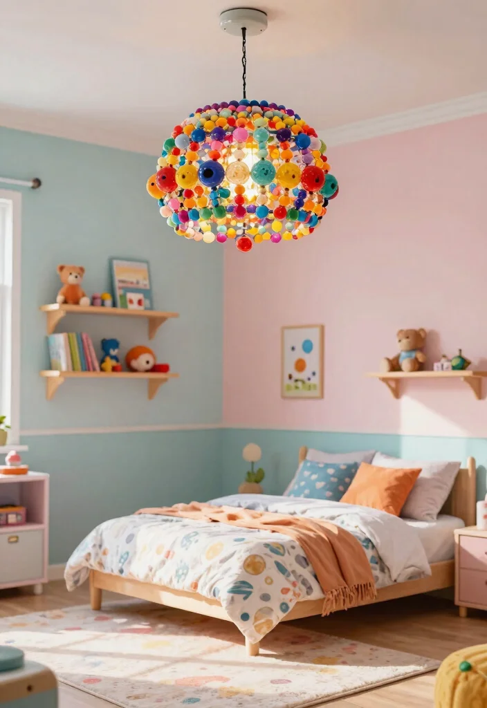 14 Beaded Lamp Shade Ideas That Add Texture Without Dust Traps - 1. Colorful Beaded Shade for Kids' Rooms 1