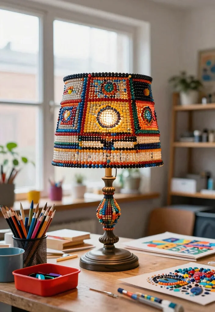 14 Beaded Lamp Shade Ideas That Add Texture Without Dust Traps - 11. Layered Bead Shades for Extra Dimension 1