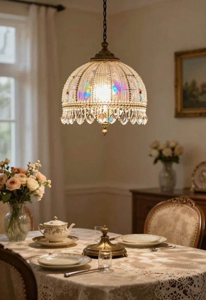 14 Beaded Lamp Shade Ideas That Add Texture Without Dust Traps - 5. Vintage Glass Beads for a Timeless Charm 1