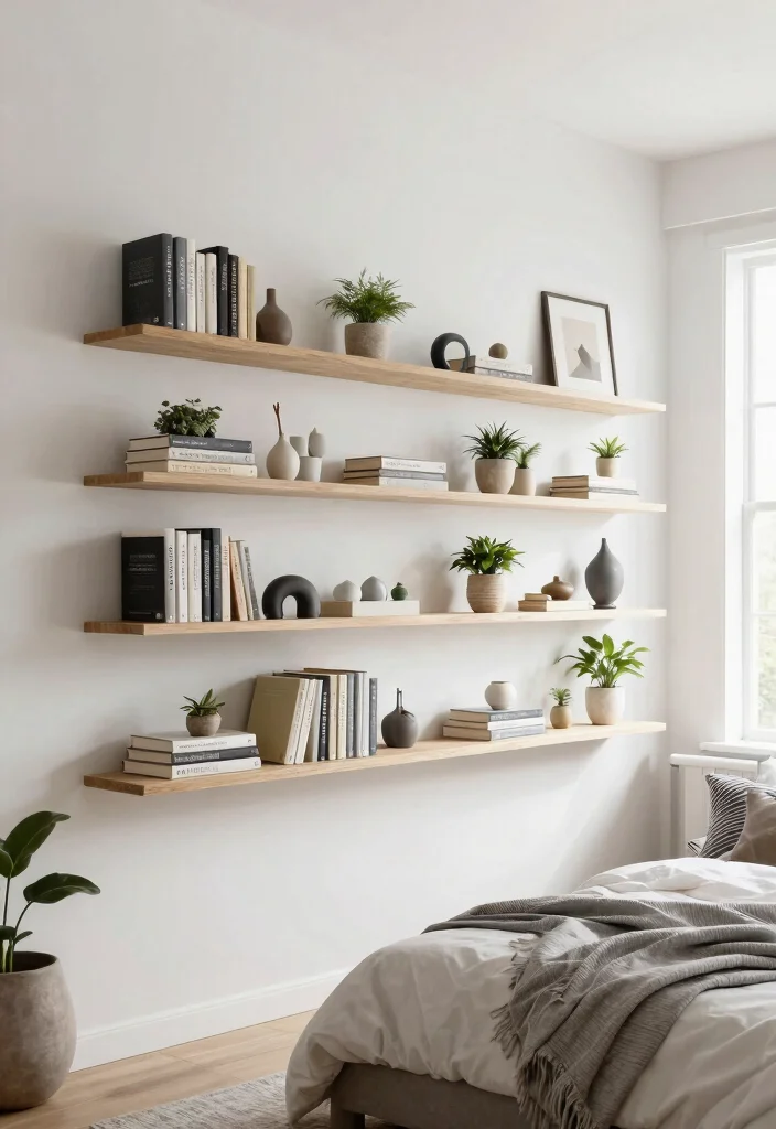14 Bedroom Bookshelf Ideas That Save Floor Space - 3. Floating Shelves 1