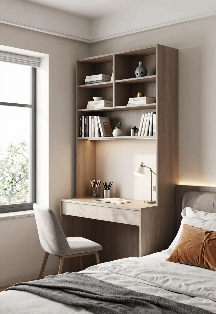 14 Bedroom Bookshelf Ideas That Save Floor Space - 5. Bookcase with Integrated Desk 1