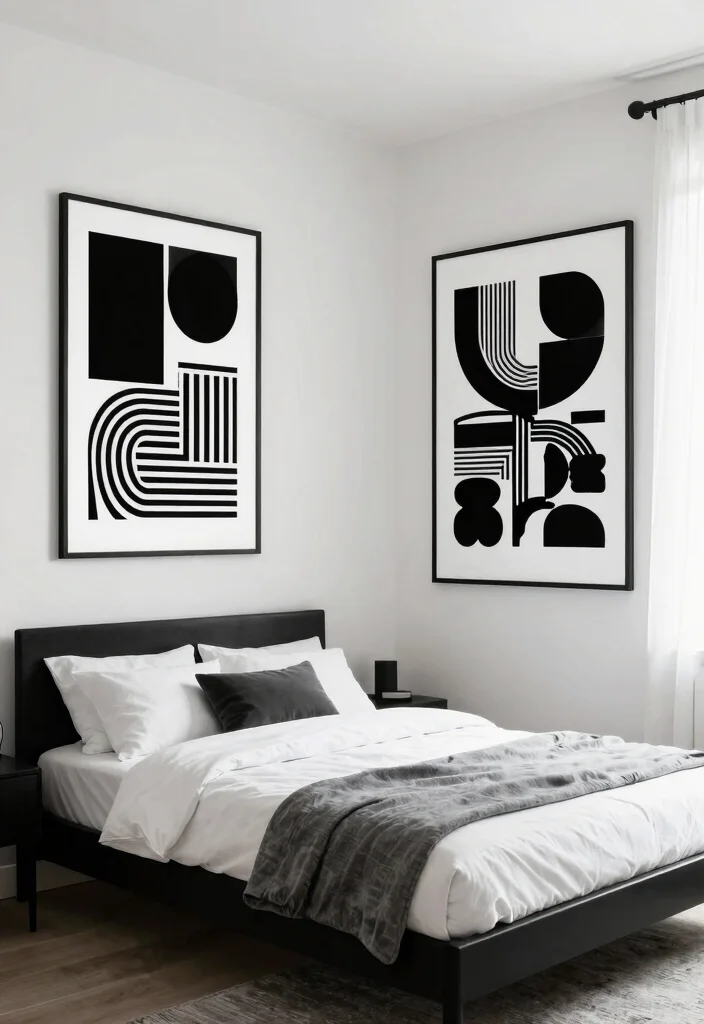14 Bedroom Poster Ideas Wall Art on a Budget That Don't Look Cheap - 5. Minimalist Black and White 1