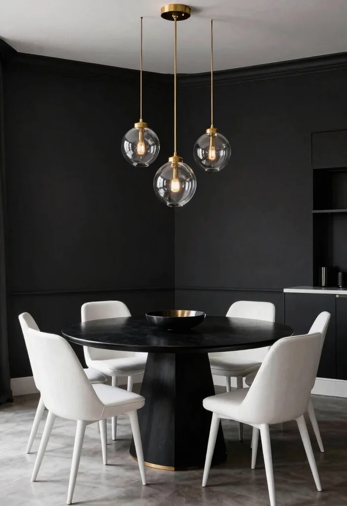 14 Brass and Glass Pendant Light Ideas That Look High-End - 12. High Contrast 1