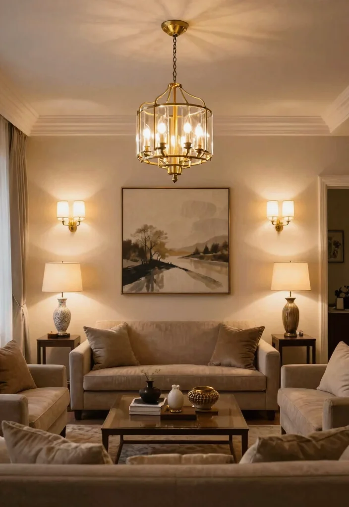 14 Brass and Glass Pendant Light Ideas That Look High-End - 7. Layered Ambient Lighting 1