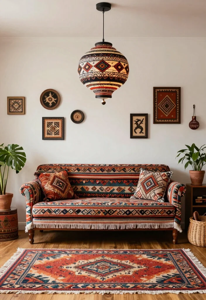 14 Colorful Pendant Light Options That Brighten a Neutral Room - 11. Ethnic Tribal Patterns 1