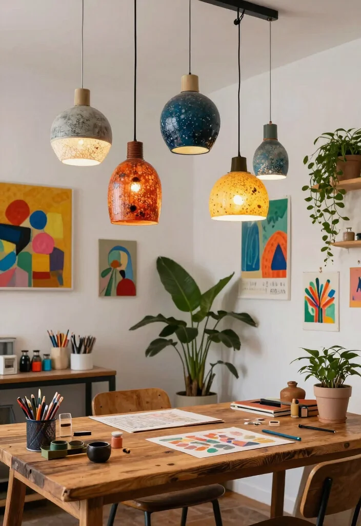 14 Colorful Pendant Light Options That Brighten a Neutral Room - 13. Colorful Upcycled Pendants 1