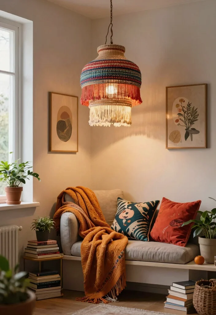 14 Colorful Pendant Light Options That Brighten a Neutral Room - 4. Boho Tiered Pendant 1