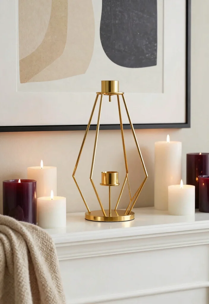 14 House Candle Holders That Look Expensive on Any Mantel - 1. Elegant Gold Geometric Candle Holder 1