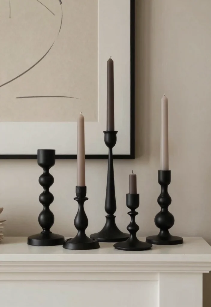 14 House Candle Holders That Look Expensive on Any Mantel - 13. Chic Black Candle Holders 1