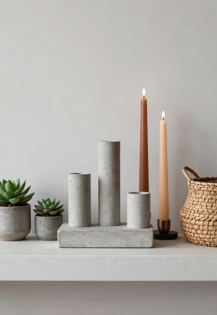 14 House Candle Holders That Look Expensive on Any Mantel - 2. Minimalist Concrete Candle Stand 1