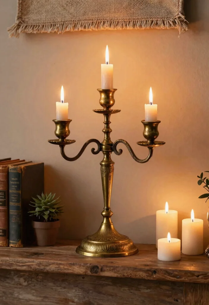14 House Candle Holders That Look Expensive on Any Mantel - 4. Vintage Brass Candle Holder 1