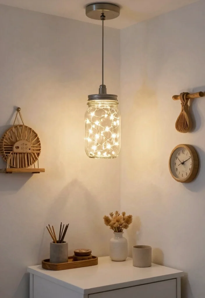 14 Pendant Light Bathroom Vanity Ideas for Small and Narrow Spaces - 12. Creative DIY Pendant Lighting 1
