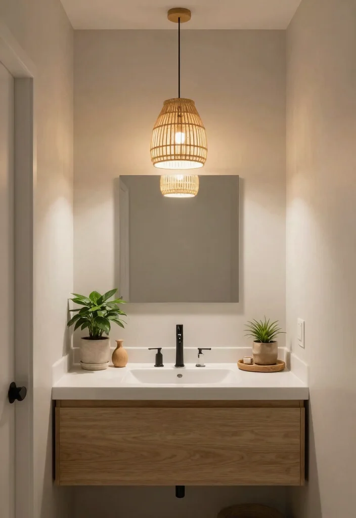 14 Pendant Light Bathroom Vanity Ideas for Small and Narrow Spaces - 14. Sustainable Pendant Lighting Options 1