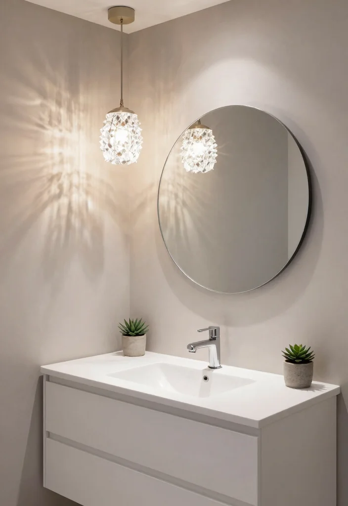 14 Pendant Light Bathroom Vanity Ideas for Small and Narrow Spaces - 2. Elegant Crystal Pendants 1
