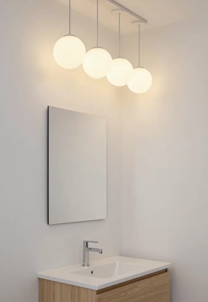 14 Pendant Light Bathroom Vanity Ideas for Small and Narrow Spaces - 3. Minimalist Globe Pendants 1