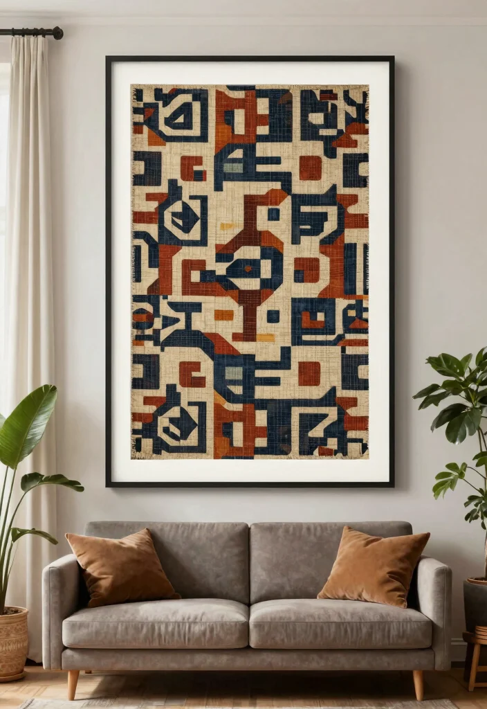 14 Vintage Wall Art for Living Rooms That Anchor the Entire Space - 4. Framed Vintage Fabrics 1