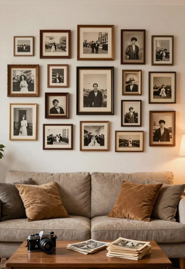 14 Vintage Wall Art for Living Rooms That Anchor the Entire Space - 7. Vintage Photography 1