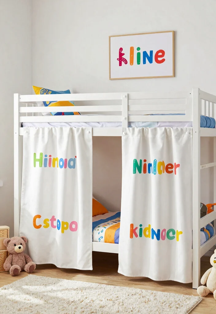15 Bunk Bed Curtains That Give Kids Privacy Without Remodeling - 11. Customized Name Curtains 1