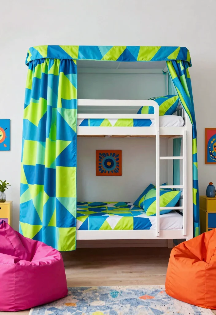 15 Bunk Bed Curtains That Give Kids Privacy Without Remodeling - 2. Bold Geometric Patterns 1