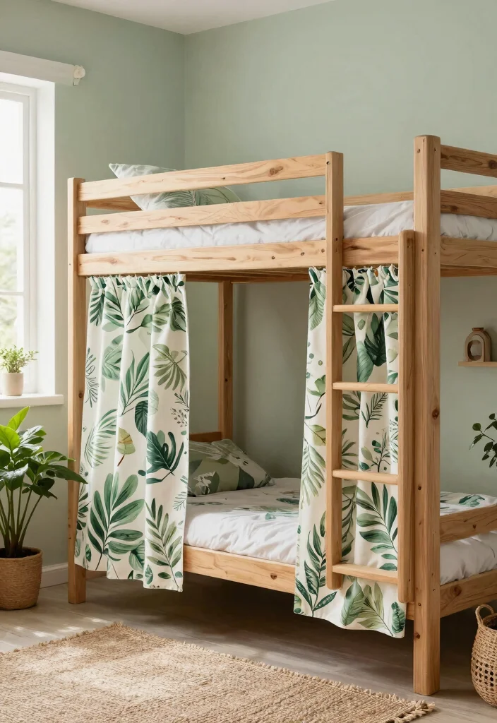 15 Bunk Bed Curtains That Give Kids Privacy Without Remodeling - 4. Nature-Inspired Prints 1