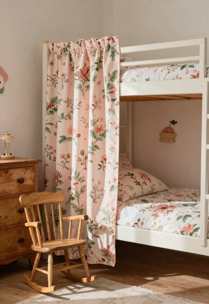 15 Bunk Bed Curtains That Give Kids Privacy Without Remodeling - 6. Vintage Floral Fabrics 1