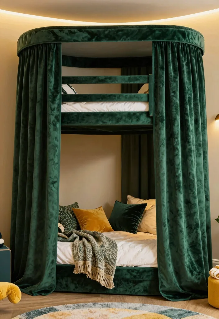 15 Bunk Bed Curtains That Give Kids Privacy Without Remodeling - 8. Soft Velvet Drapes 1