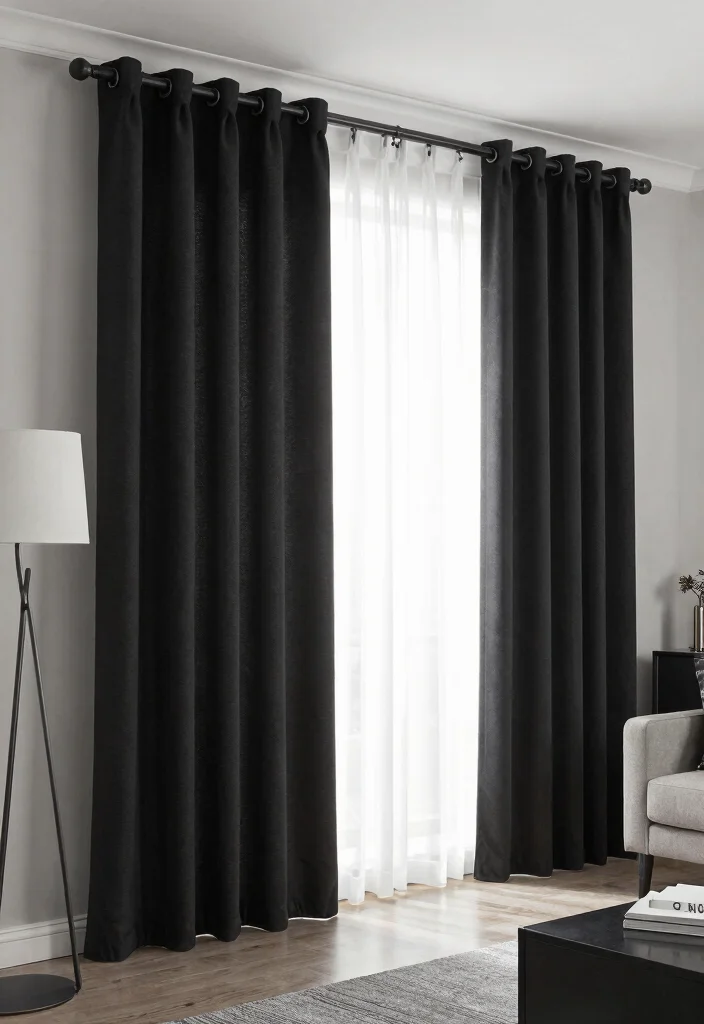 15 Dark Curtains for Living Room Privacy That Still Feel Bright - 14. Multi-Functional Curtain Systems 1