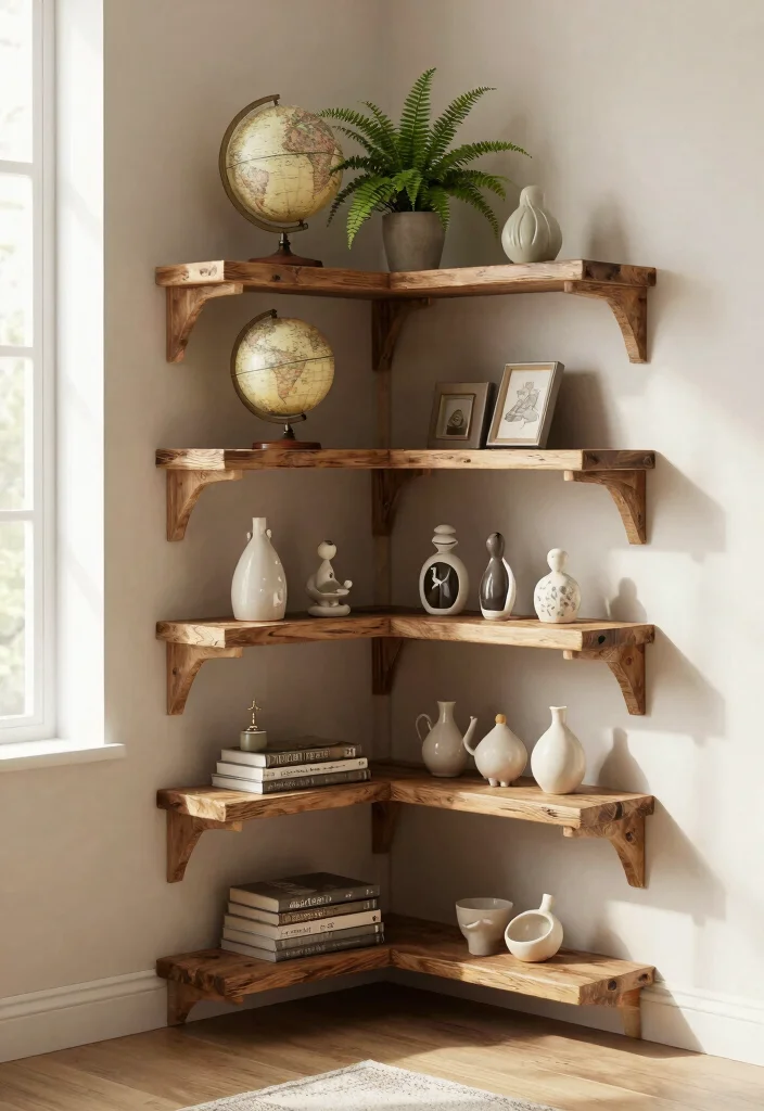15 Display Shelf Ideas That Showcase Collections Without Clutter - 2. Corner Shelves for Maximizing Space 1