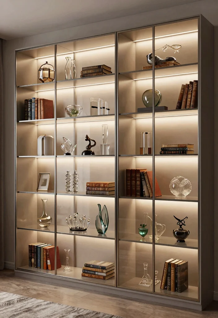 15 Display Shelf Ideas That Showcase Collections Without Clutter - 5. Glass Fronted Shelves for a Sleek Look 1