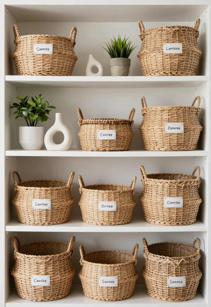 15 Display Shelf Ideas That Showcase Collections Without Clutter - 8. Minimalist Baskets for Organized Storage 1