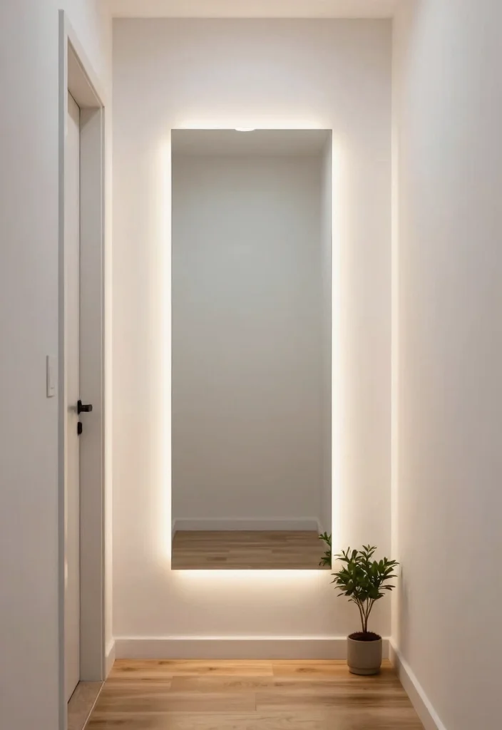 15 Entryway Decor Mirrors That Make Narrow Hallways Feel Wider - 11. Backlit Mirrors 1