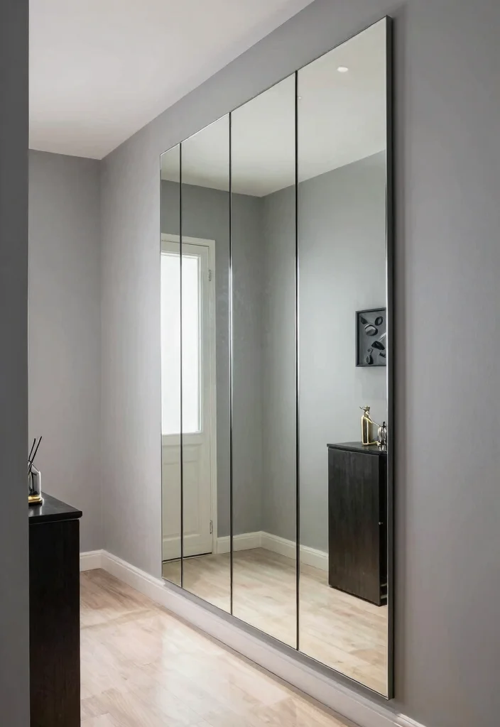 15 Entryway Decor Mirrors That Make Narrow Hallways Feel Wider - 12. Mirrored Accent Wall 1