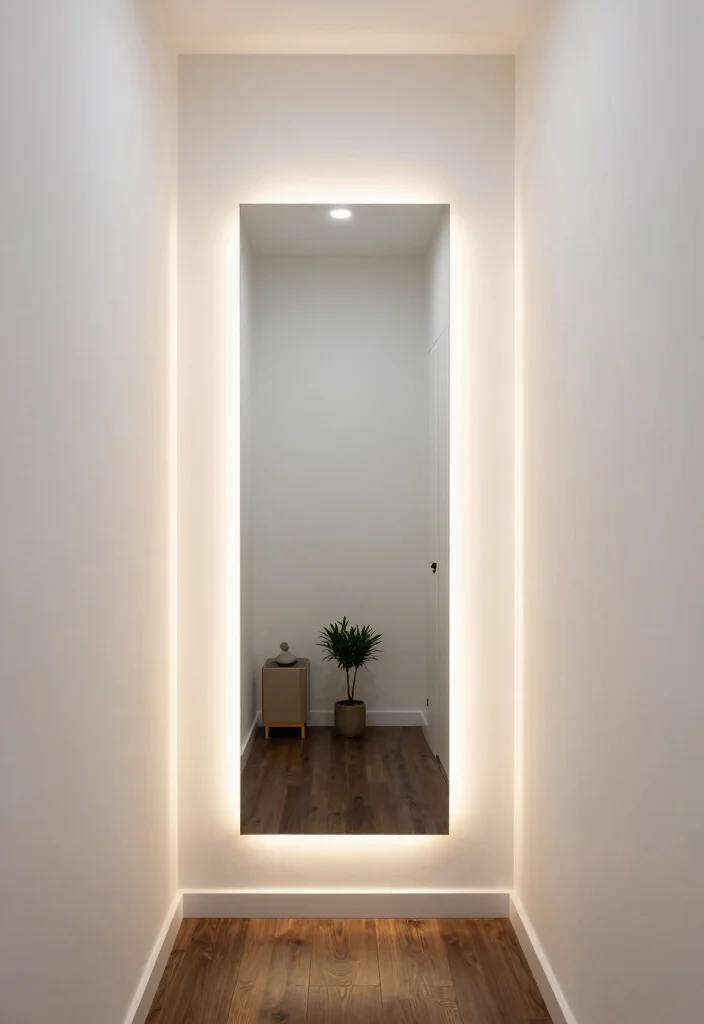 15 Entryway Decor Mirrors That Make Narrow Hallways Feel Wider - 15. Mirror with Integrated Lighting 1