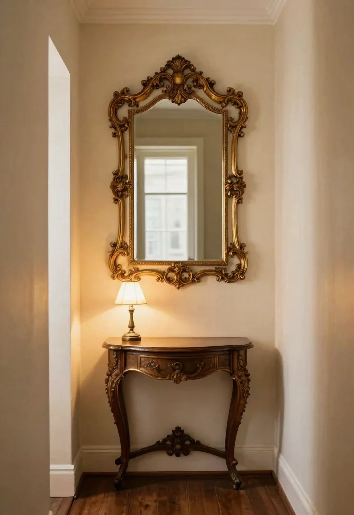 15 Entryway Decor Mirrors That Make Narrow Hallways Feel Wider - 2. Vintage Ornate Mirror 1
