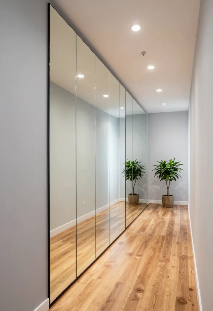 15 Entryway Decor Mirrors That Make Narrow Hallways Feel Wider - 3. Frameless Mirrored Panels 1