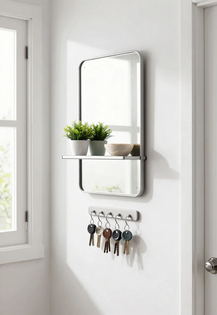 15 Entryway Decor Mirrors That Make Narrow Hallways Feel Wider - 4. Multi-Functional Mirror with Shelving 1