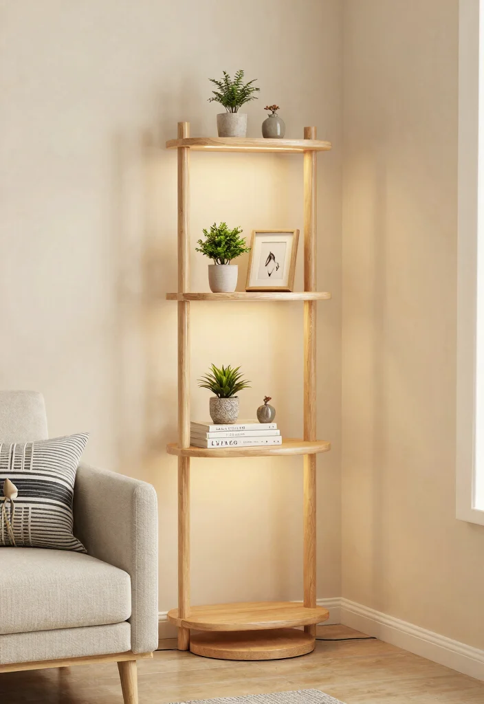 15 Floor Lamp Ideas That Light Dark Corners Without Taking Space - 4. Floor Lamps with Shelves 1