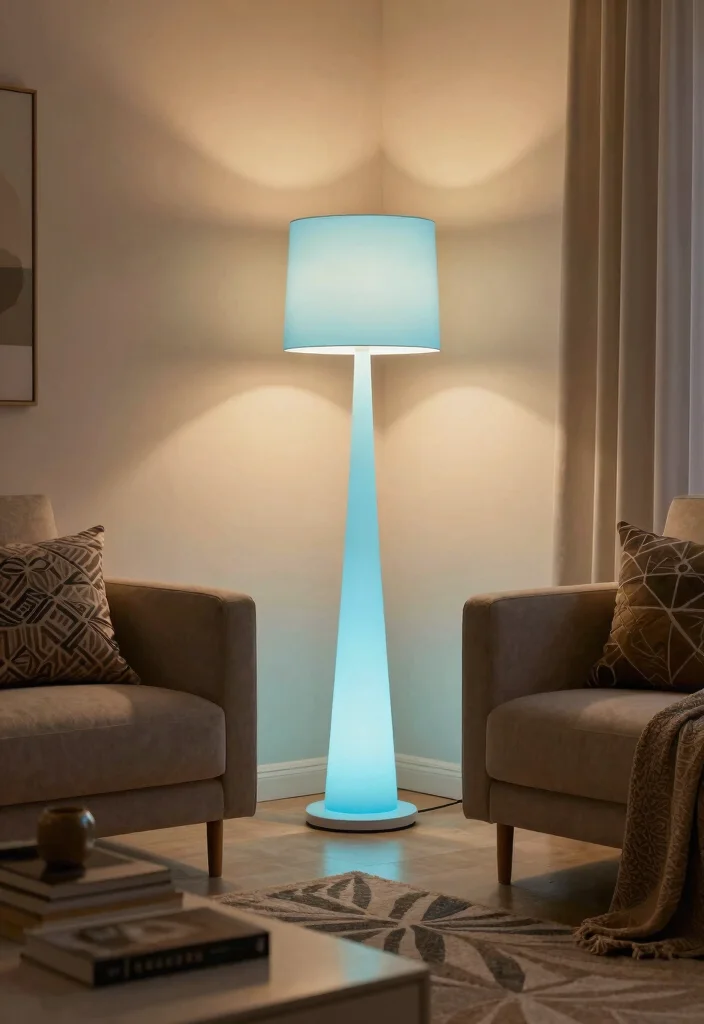 15 Floor Lamp Ideas That Light Dark Corners Without Taking Space - 8. Color-Changing Floor Lamps 1
