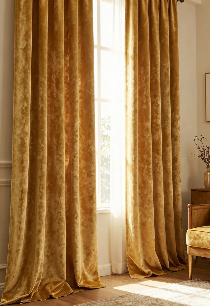 15 Gold Velvet Curtains That Don't Look Overly Formal - 11. Catch the Light with Lush Drapes 1