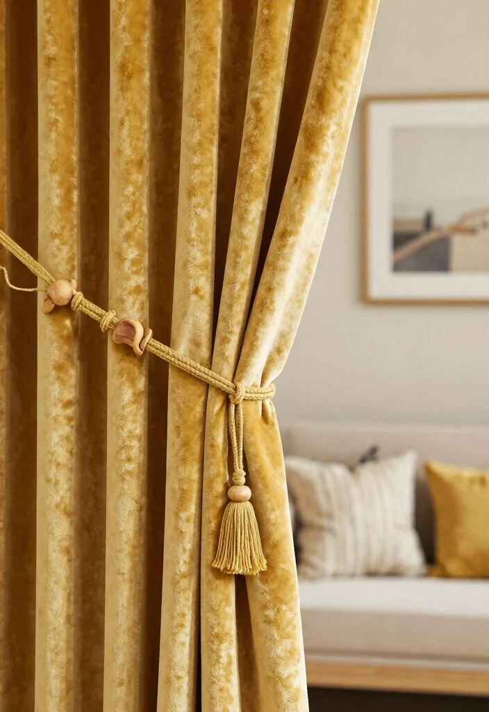 15 Gold Velvet Curtains That Don't Look Overly Formal - 7. Use Accessories to Enhance Gold Velvet 1
