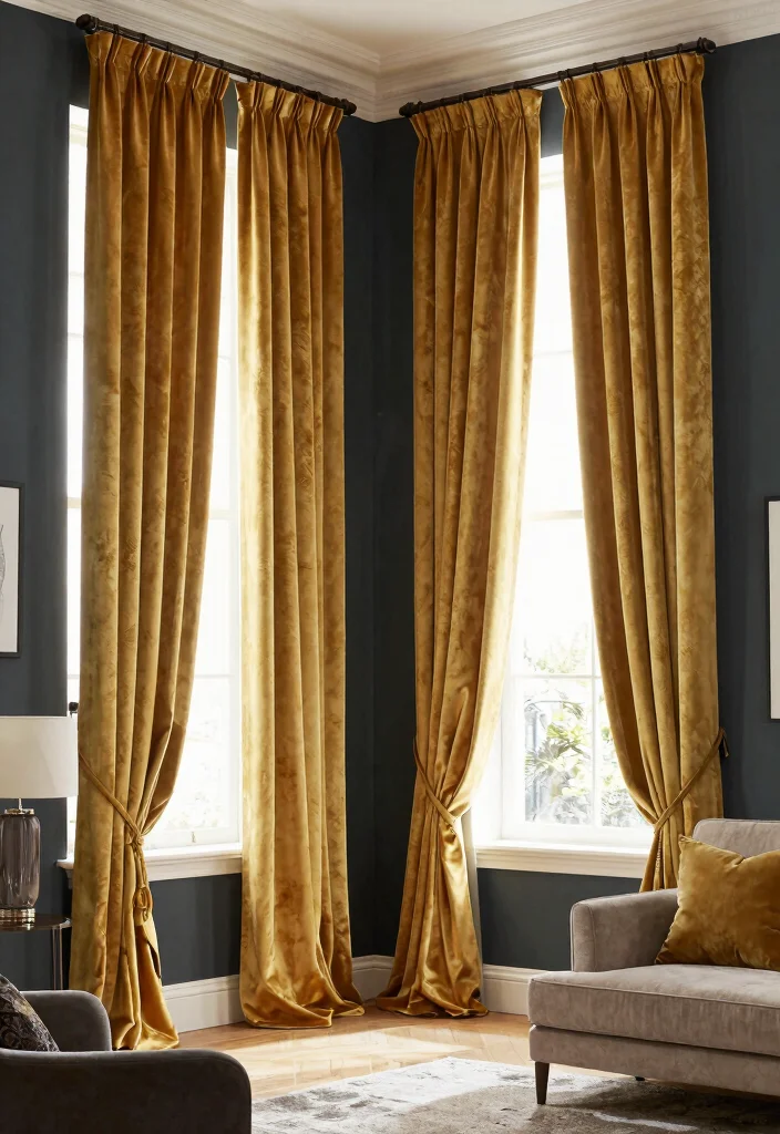 15 Gold Velvet Curtains That Don't Look Overly Formal - 8. Highlight Architectural Features 1
