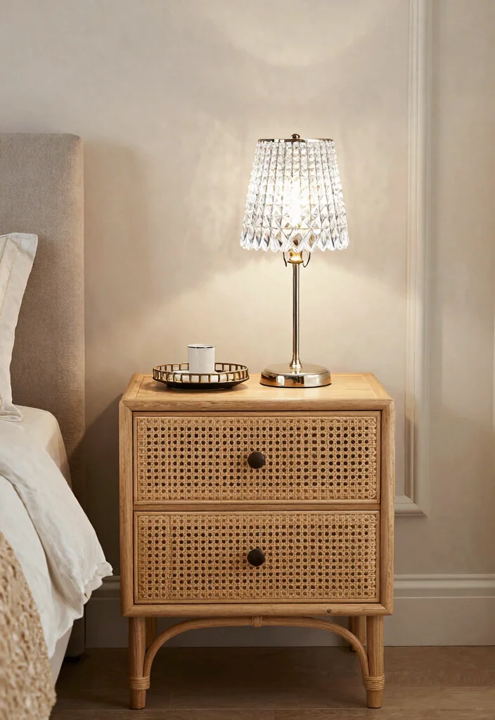 15 Rattan Nightstand Bedroom Ideas That Add Warmth to Modern Rooms - 10. Elegant Accent 1