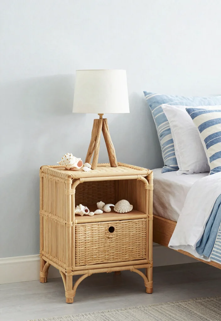 15 Rattan Nightstand Bedroom Ideas That Add Warmth to Modern Rooms - 4. Coastal Retreat 1
