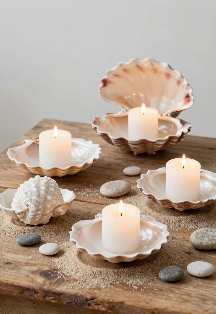 15 Seashell Candle Holder Ideas That Bring the Beach Indoors - 1. Elegant Clam Shell Holders 1