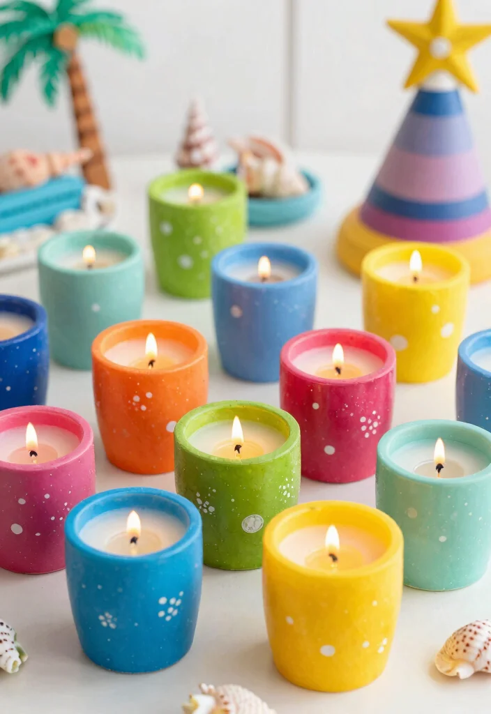 15 Seashell Candle Holder Ideas That Bring the Beach Indoors - 14. Painted Seashell Holders 1