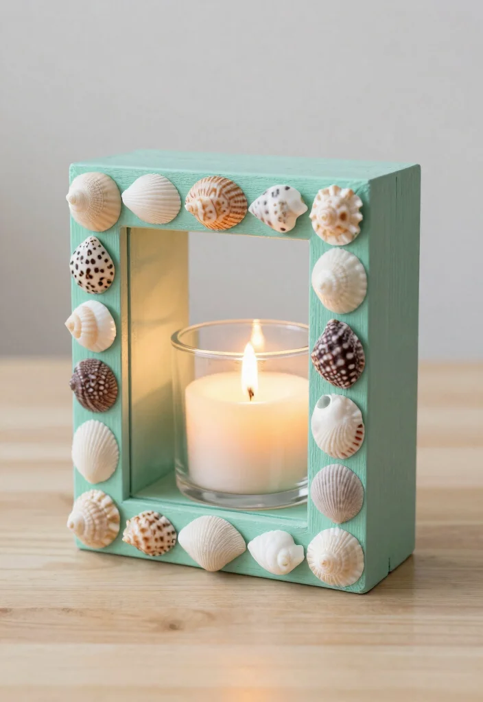 15 Seashell Candle Holder Ideas That Bring the Beach Indoors - 5. DIY Shell Frame Candle Holders 1
